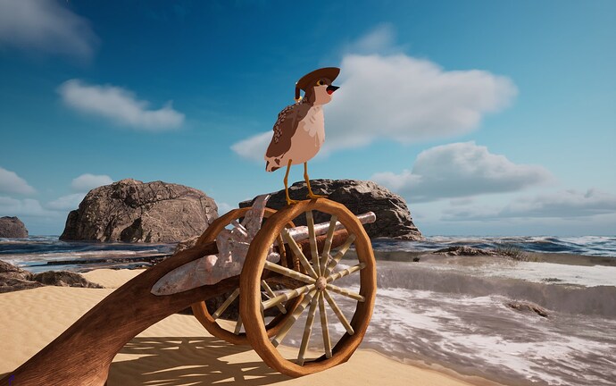 bird perching on a cannon